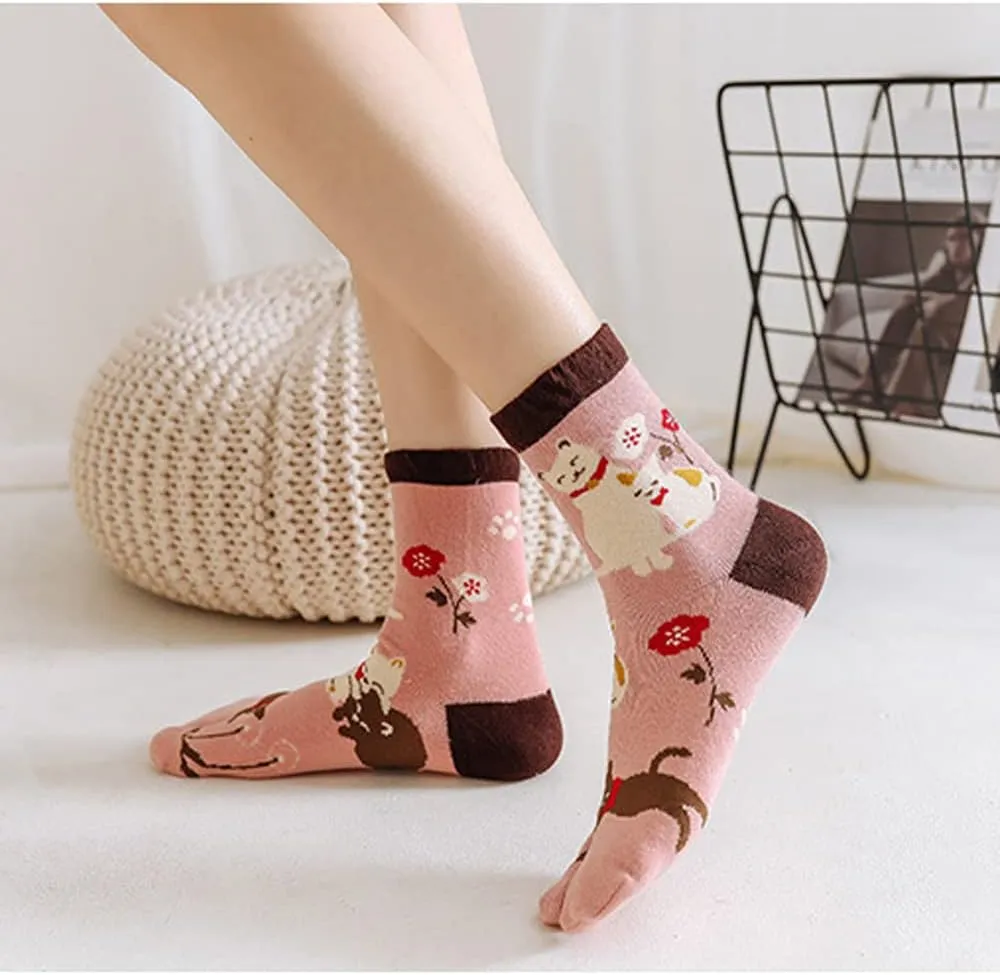 Toe Socks Cotton Crew Five Finger Socks Running Athletic for Men Women 5 Pack