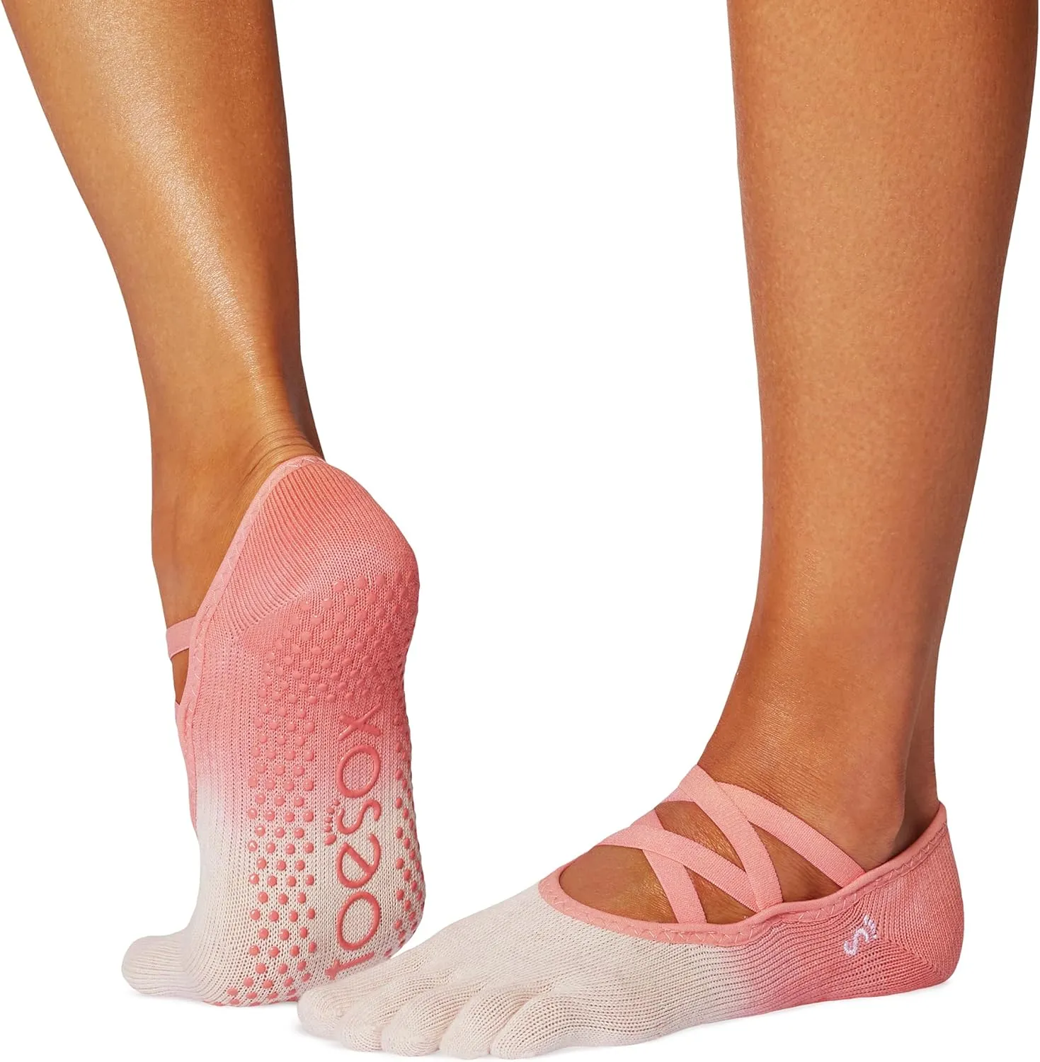 toesox Women’s Elle Full Toe Grip Socks – Non-Slip Pilates Socks, Barre & Yoga Socks with Grips, Ballet Toe Socks