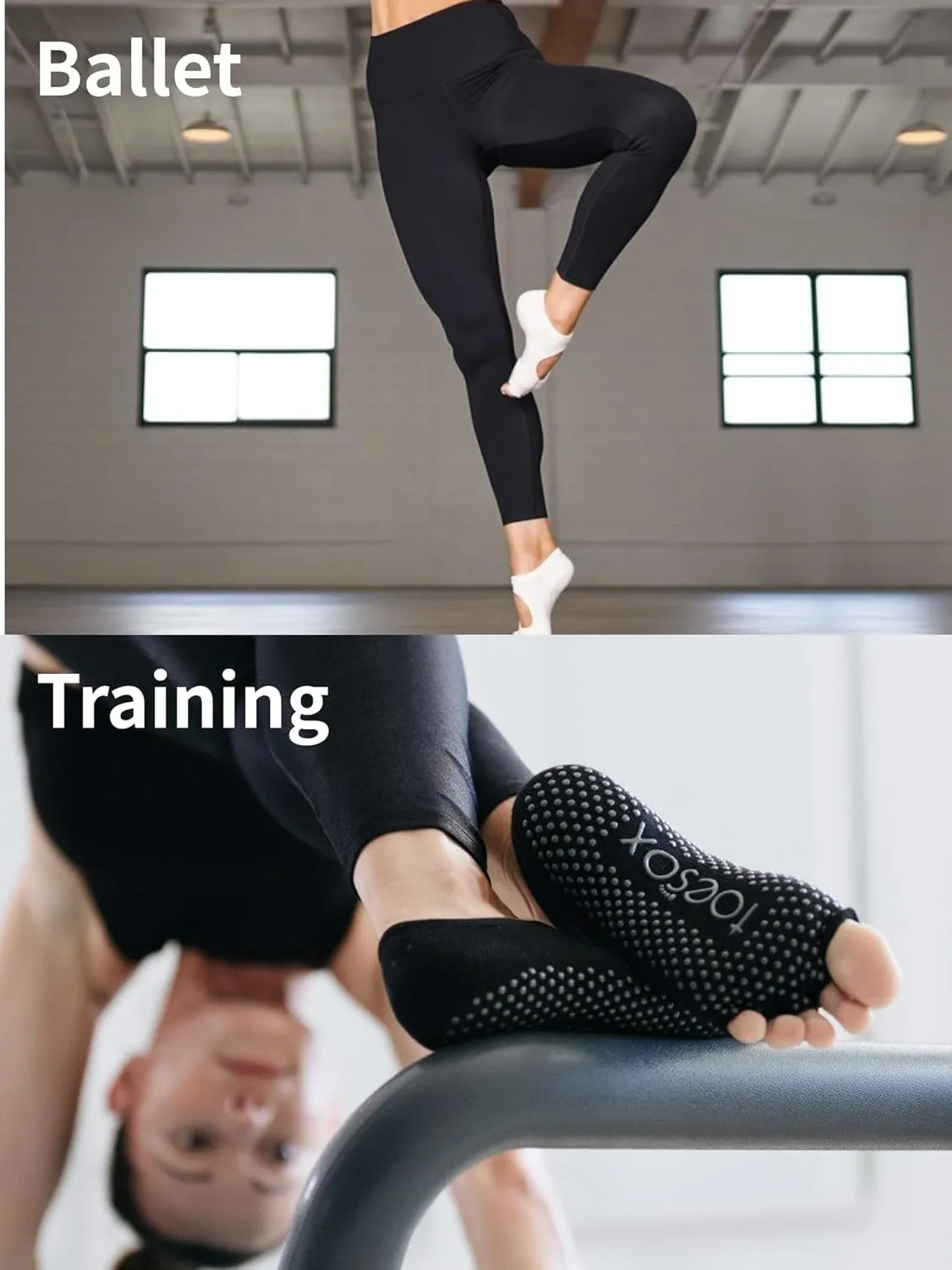 ToeSox Women's Low Rise Full Toe Grip Non-Slip for Ballet, Yoga, Pilates, Barre Toe Socks