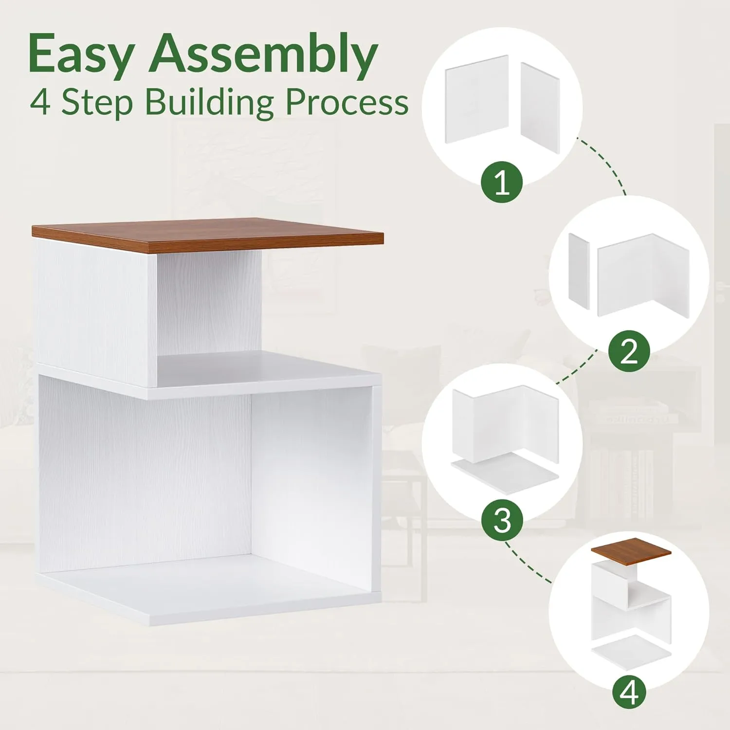 Tokyo S Minimalist 3 Tier End Table - Japanese-Inspired Bedside Table for Bedroom, Minimalist 3 Tier Wood Nightstand for Small Spaces with Open Storage
