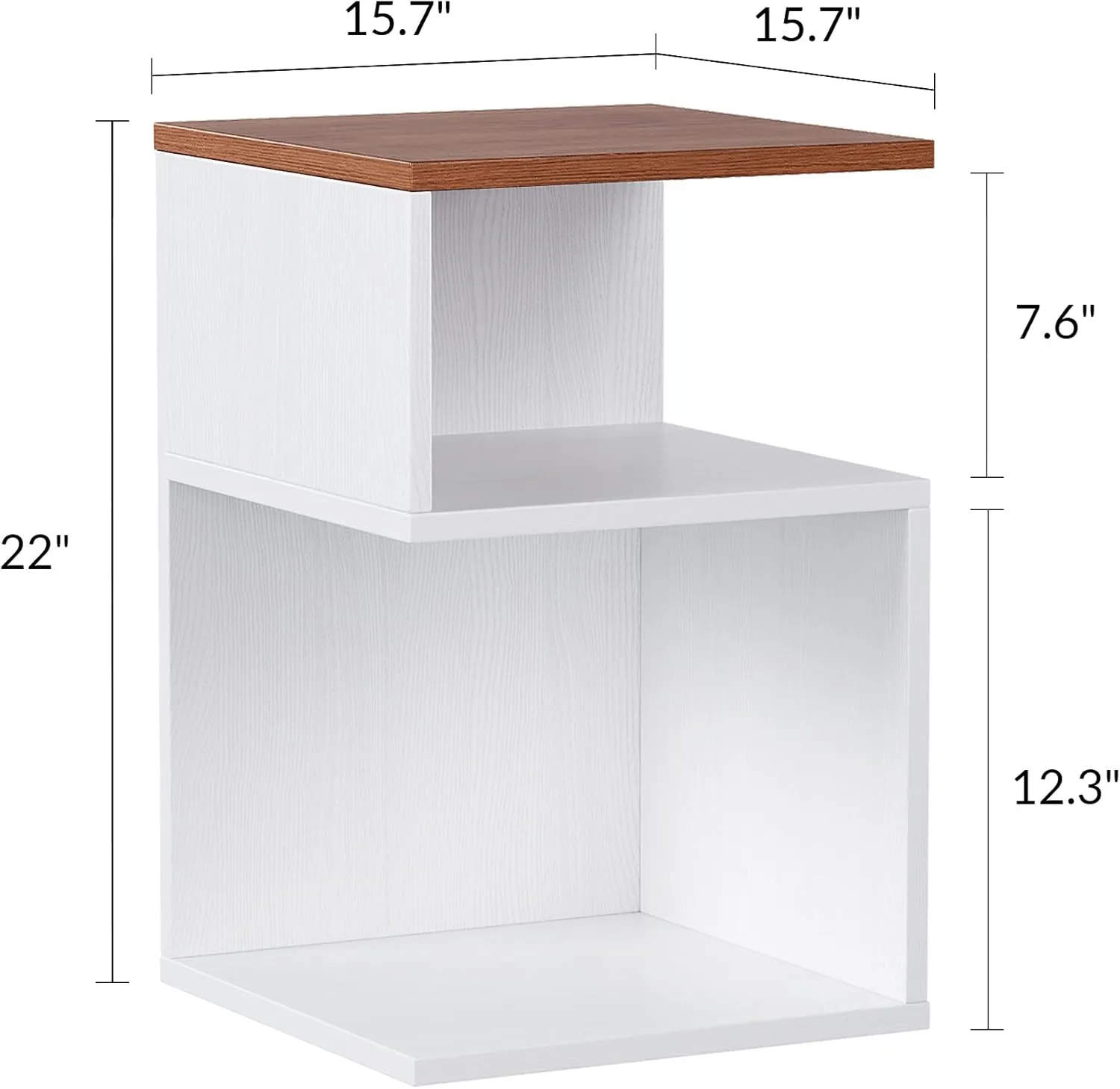 Tokyo S Minimalist 3 Tier End Table - Japanese-Inspired Bedside Table for Bedroom, Minimalist 3 Tier Wood Nightstand for Small Spaces with Open Storage