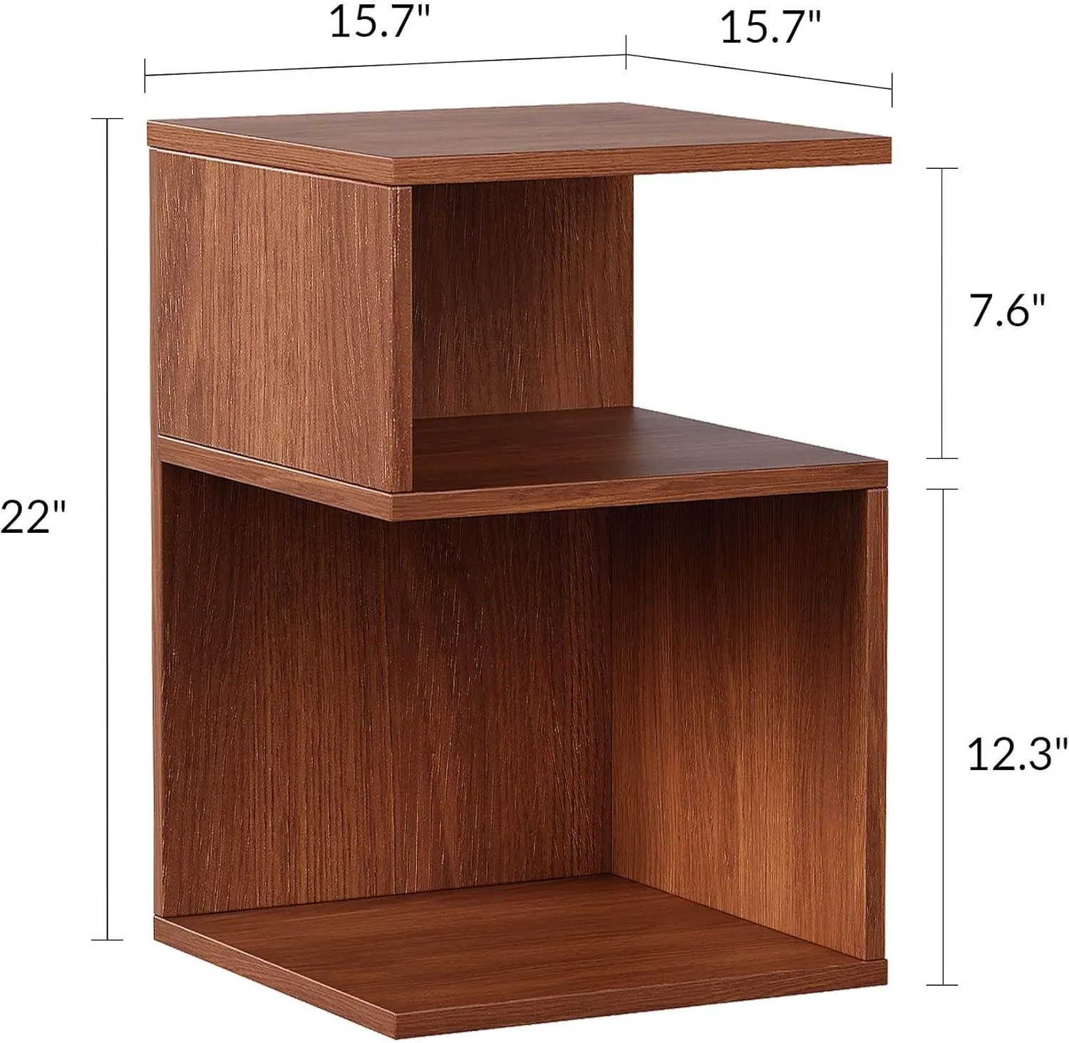 Tokyo S Minimalist 3 Tier End Table - Minimalist 3-Tier Wood Nightstand for Small Spaces with Open Storage - Japanese-Inspired Bedside Table for Bedroom (Oak)