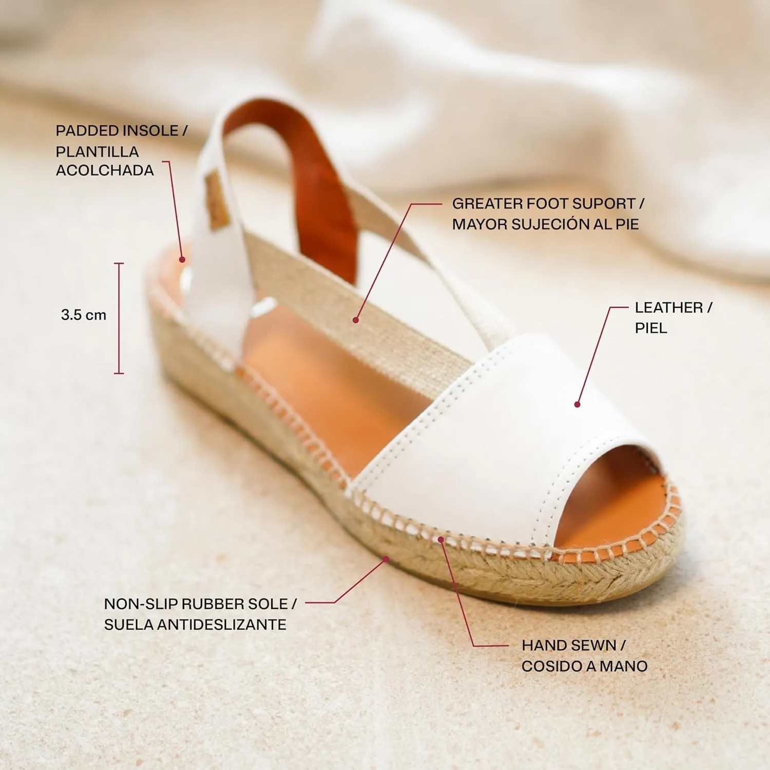 TONI PONS ETNA - Espadrille for Women in Smooth Shades made of leather.
