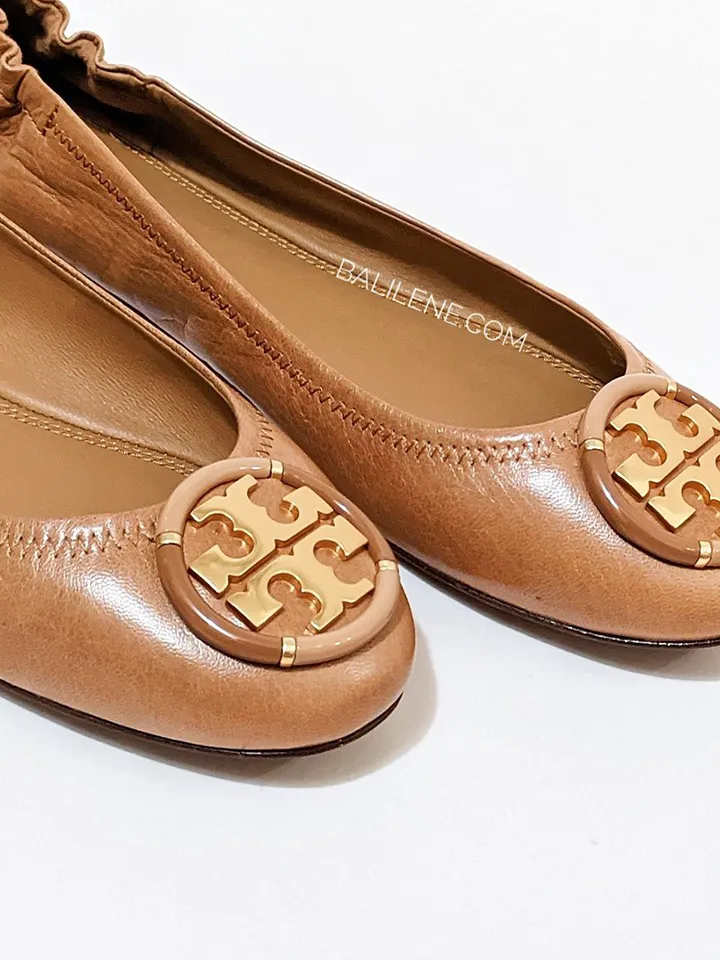 Tory Burch Multi-Logo Ballet Flat Shoes Tan