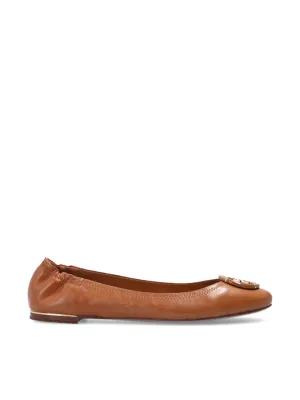 Tory Burch Multi-Logo Ballet Flat Shoes Tan