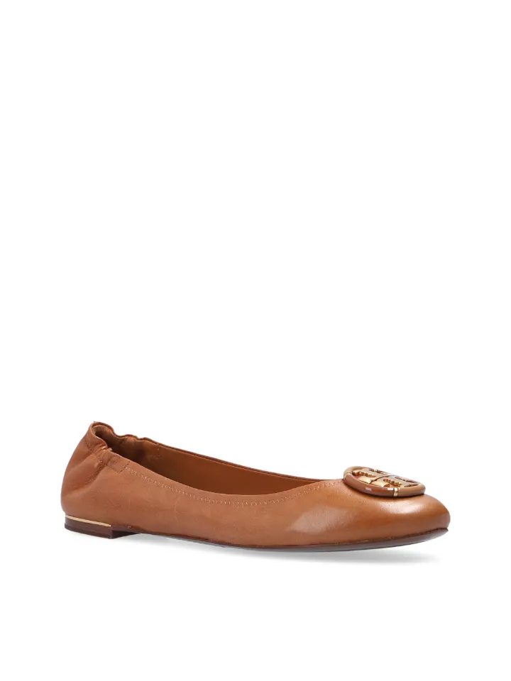 Tory Burch Multi-Logo Ballet Flat Shoes Tan
