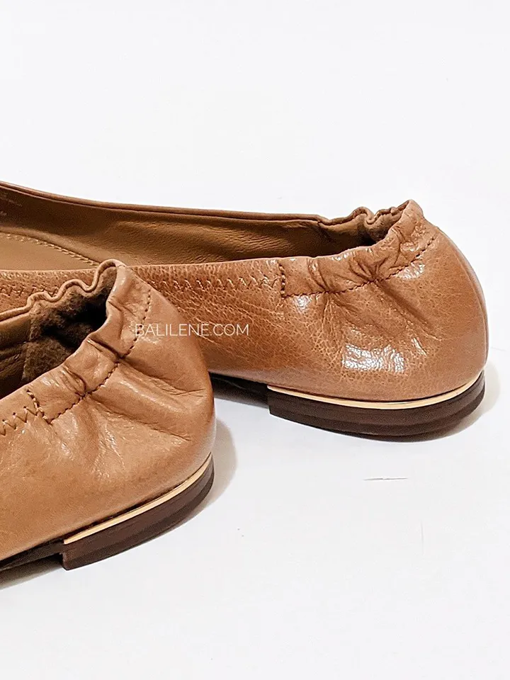 Tory Burch Multi-Logo Ballet Flat Shoes Tan