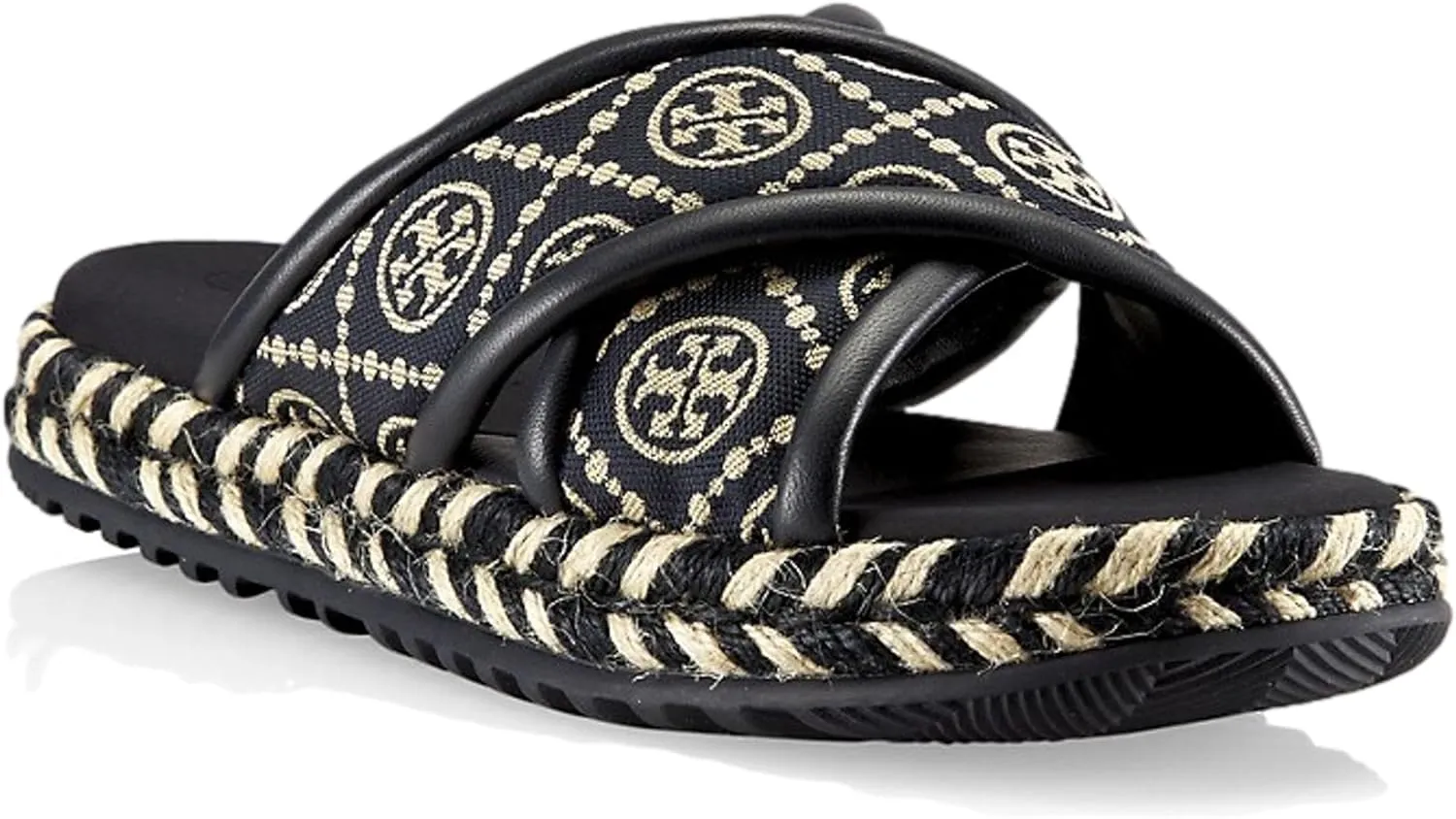 Tory Burch T Monogram Cross Espadrille Slide Sandal, Perfect Navy (9)