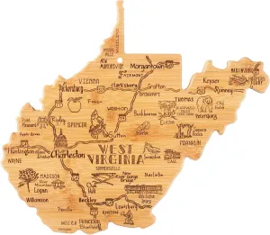 Totally Bamboo Destination West Virginia State Shaped Serving and Cutting Board, Includes Hang Tie for Wall Display