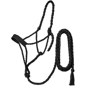 Tough 1 Black Mule Tape Halter with 10' Lead Rope
