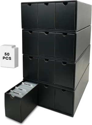 Trading Card Storage Box, Collector Cardboard Card Box with 50 Dividers for MTG TCG Magic Baseball Sports Cards Collection, 12 Drawers