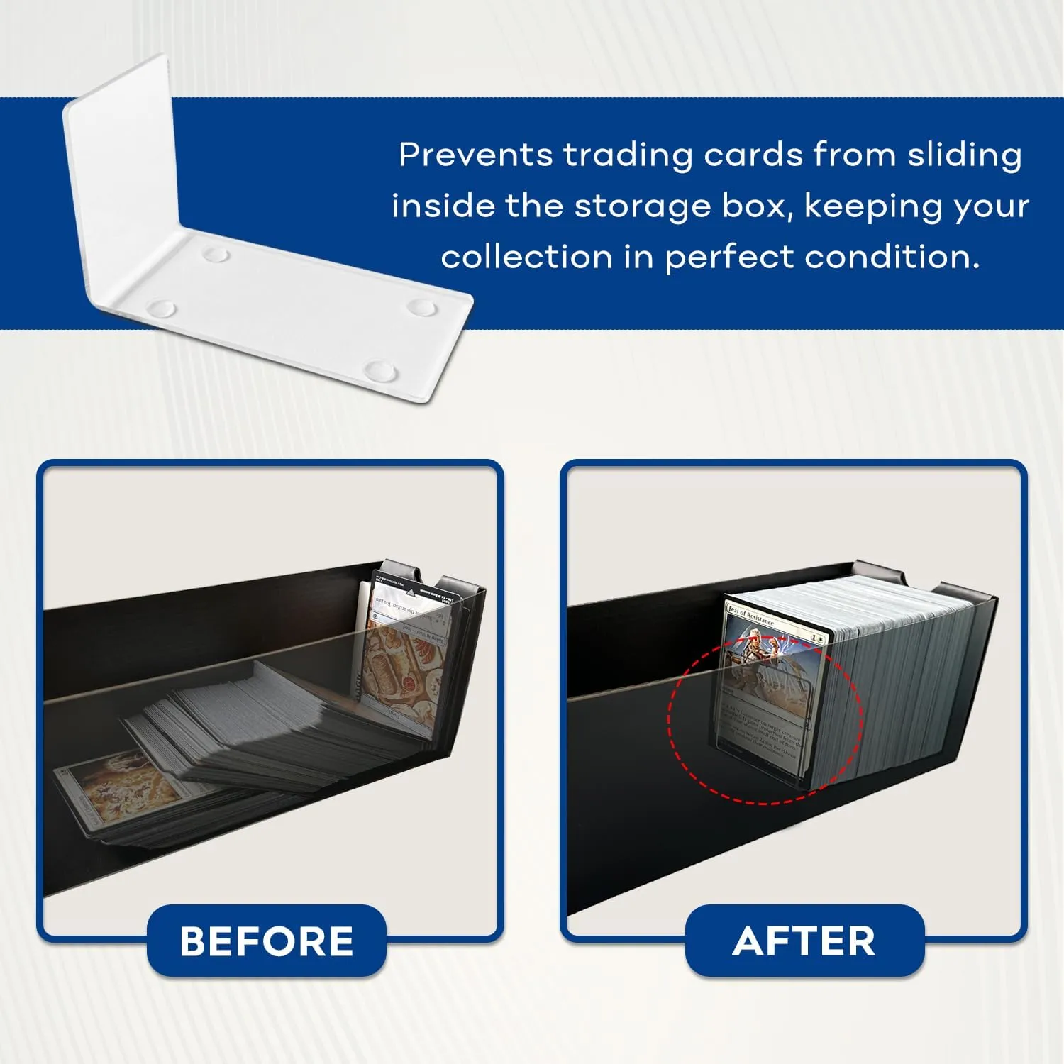 Trading Card Storage Box with 100 Dividers, Cardboard Collectors Cards Organizer Box for MTG Baseball Sports Collection (Black- 24 drawer)