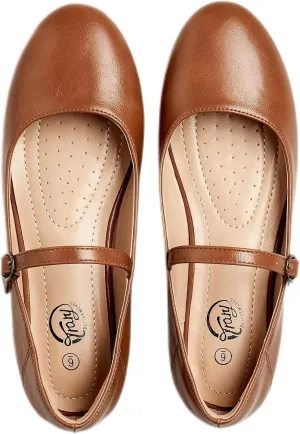 Trary Mary Jane Ballet Flats, Black Flats for Women, Ankle Strap Dressy Comfortable Flats