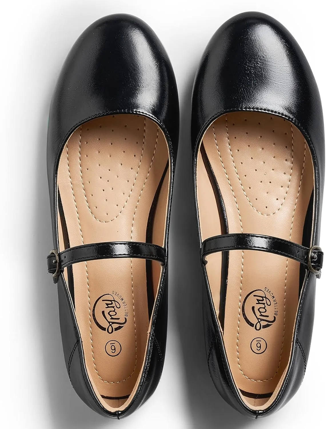 Trary Mary Jane Ballet Flats, Black Flats for Women, Ankle Strap Dressy Comfortable Flats