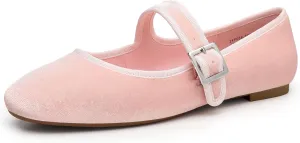 Trary Women's Ballet Flats,Square Toe Velvet Mary Jane Shoes Women,Comfortable Dress Shoes for Women Dressy