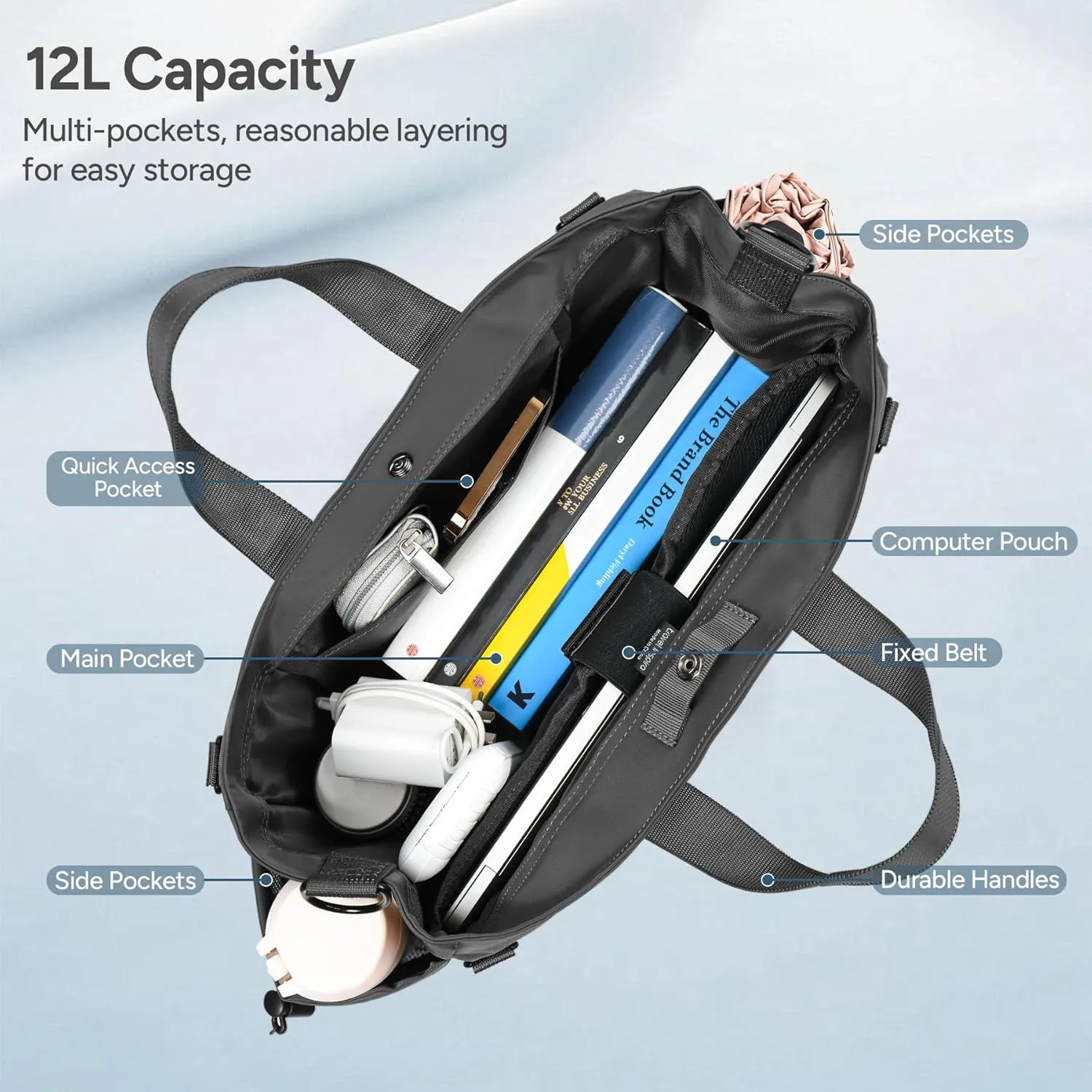 travel inspira Anti-Wrinkle Laptop Tote for Women & Men with Adjustable Strap & Organizer, Commuting/Business Travel Work Bag
