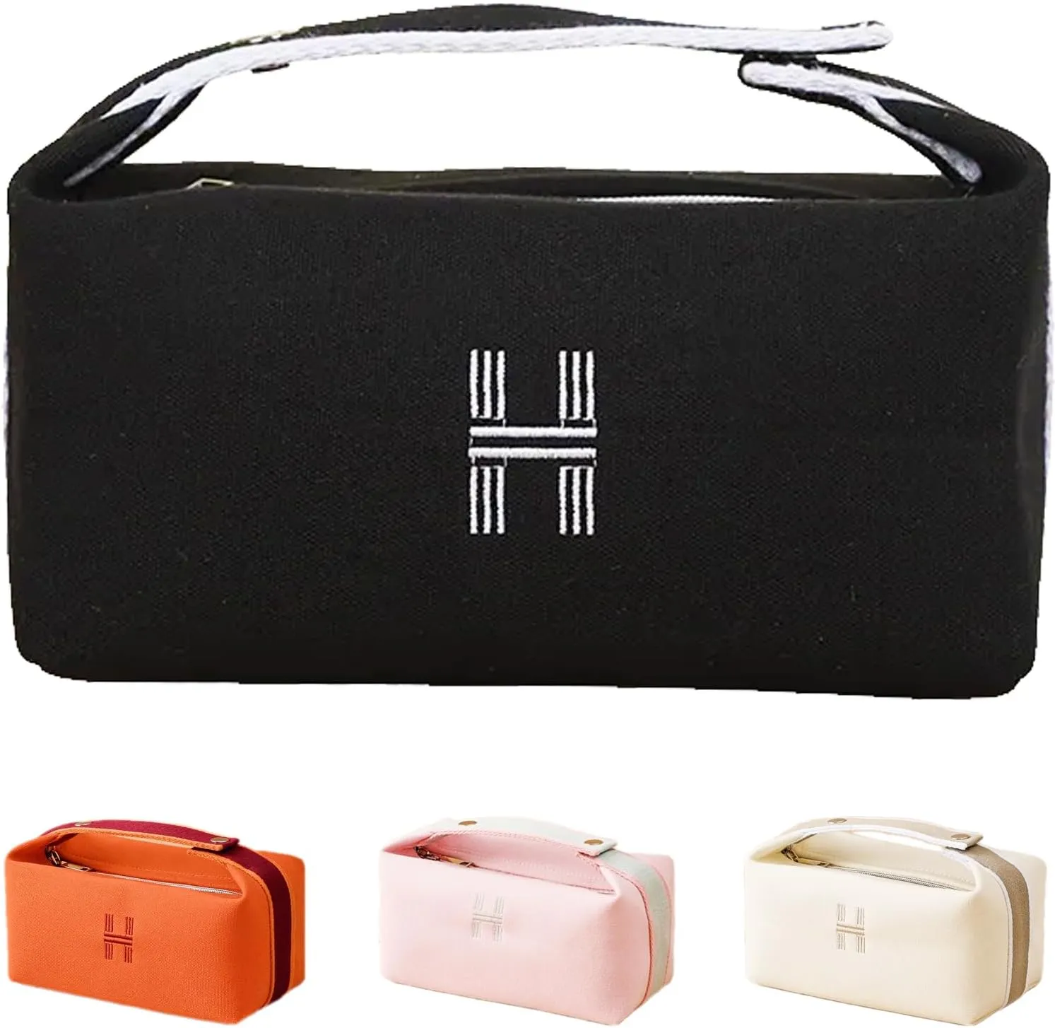 Travel Makeup Bag, Waterproof Canvas Cosmetic Bag Make Up Organizer Case for Women, Large Toiletry Bag Skincare Pouch for Toiletries Accessories Brushes