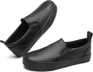 TUOPIN Womens Synthetic Leather Slip On Shoes,Padded Collar Slip on Sneakers for Women,Casual Loafers Walking Shoes