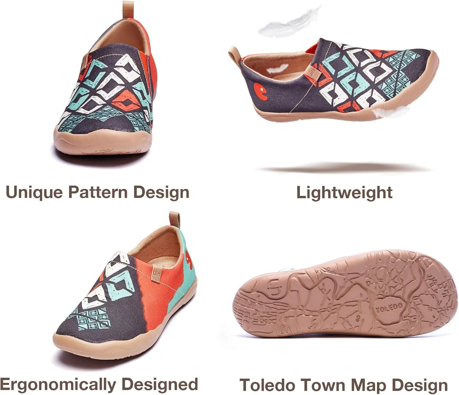 UIN Women's Art Travel Slip-On Shoes Casual Lightweight Breathable Flats Comfortable Loafers