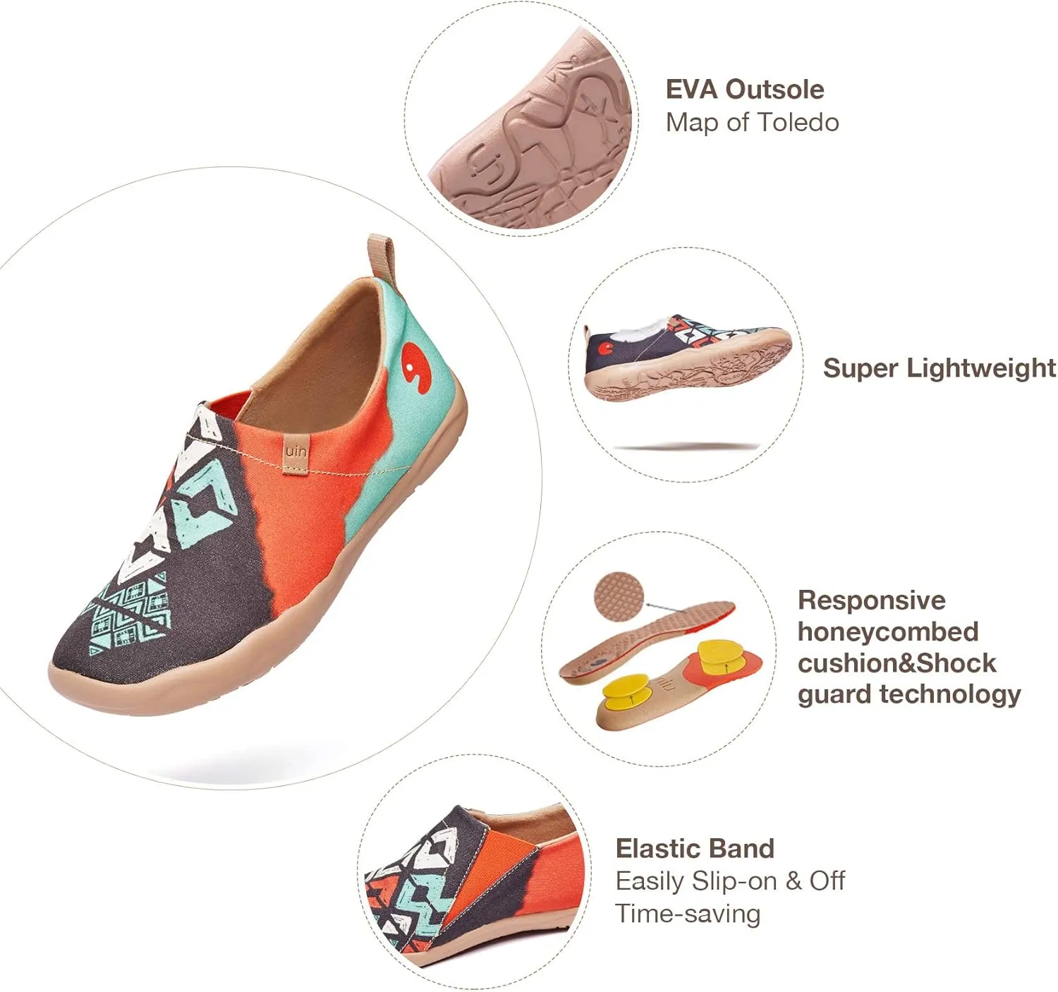 UIN Women's Art Travel Slip-On Shoes Casual Lightweight Breathable Flats Comfortable Loafers