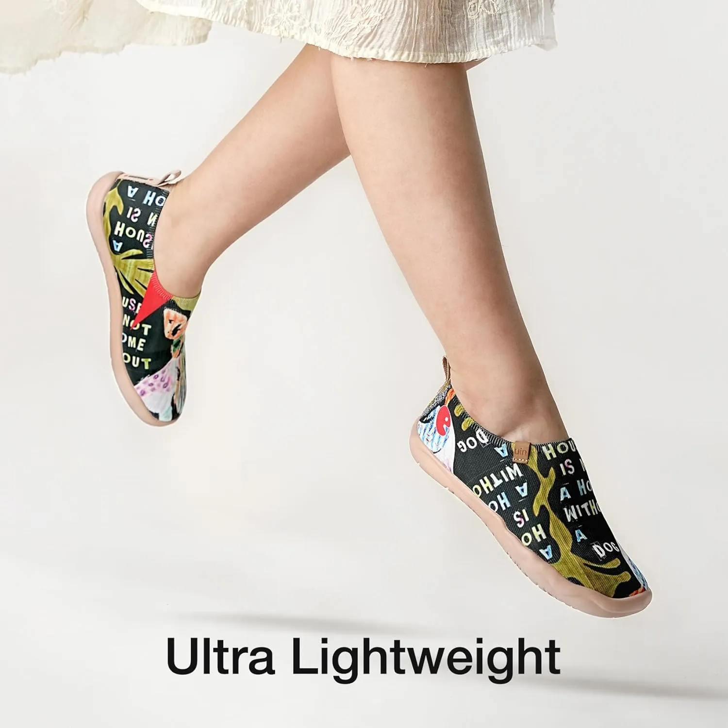 UIN Women's Slip-On Shoes Comfortable Breathable Knit Casual Footwear Stylish Travel-Friendly Loafers