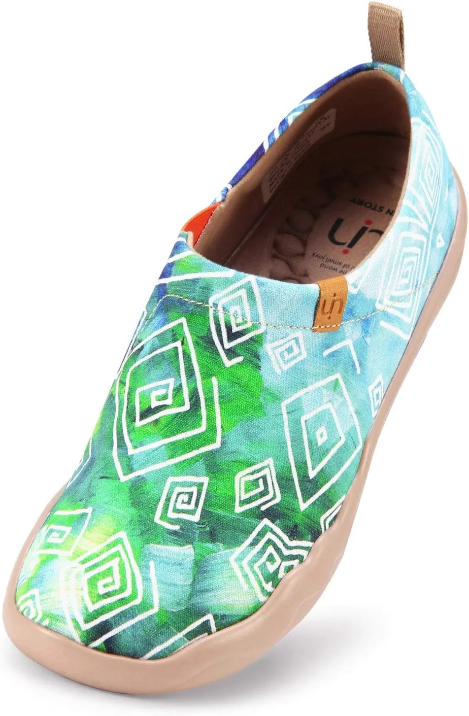UIN Women's Slip On Sneakers Casual Loafers Knitted Art Painted Comfort Soft Walking Shoes