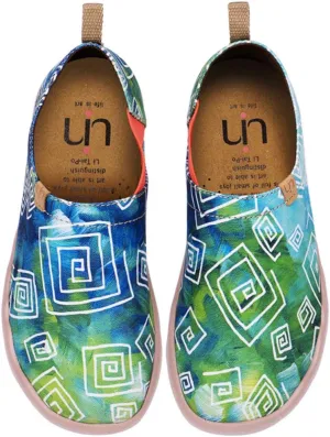UIN Women's Slip On Sneakers Casual Loafers Knitted Art Painted Comfort Soft Walking Shoes