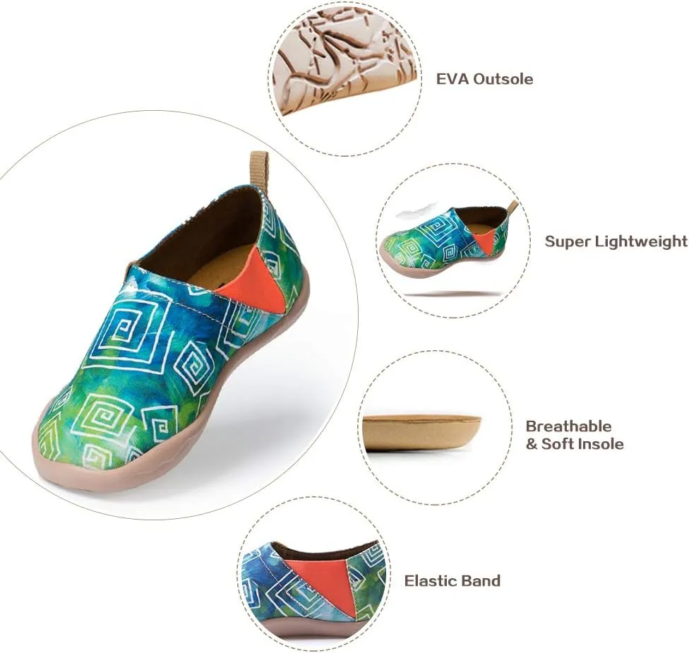 UIN Women's Slip On Sneakers Casual Loafers Knitted Art Painted Comfort Soft Walking Shoes