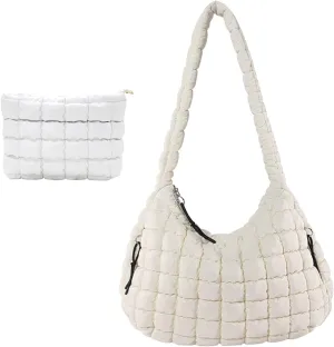 UKAYCCI Women Large Quilted Tote Bag Lightweight Quilted Carryall GYM Bag Soft Puffy Crossbody Bag Hobo Handbags Wallet