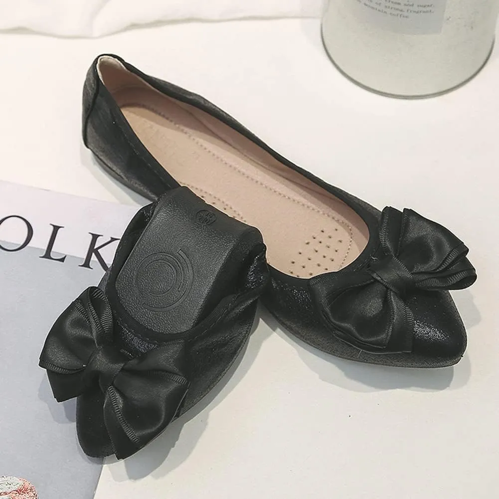 Unifizz Women's Ballet Flat Shoes - Cute Beads Bowtie Wedding Flats Slip on Flats for Women Comfortable