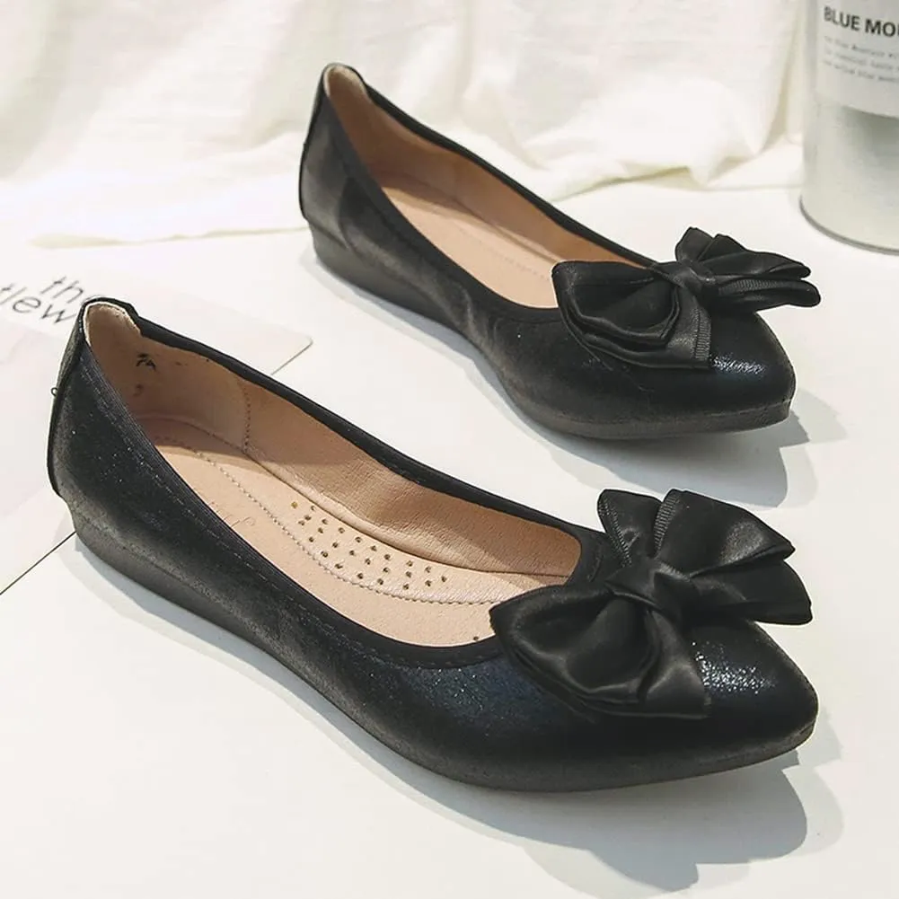 Unifizz Women's Ballet Flat Shoes - Cute Beads Bowtie Wedding Flats Slip on Flats for Women Comfortable