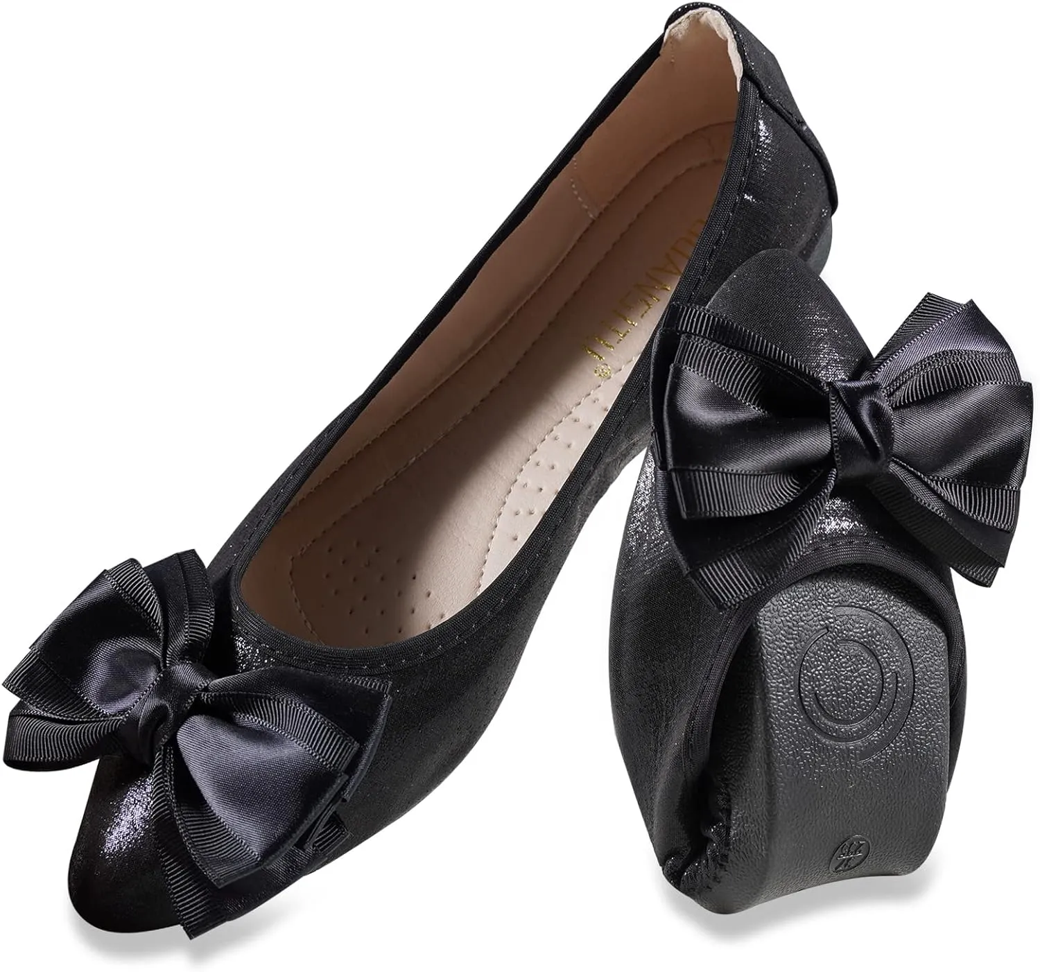 Unifizz Women's Ballet Flat Shoes - Cute Beads Bowtie Wedding Flats Slip on Flats for Women Comfortable