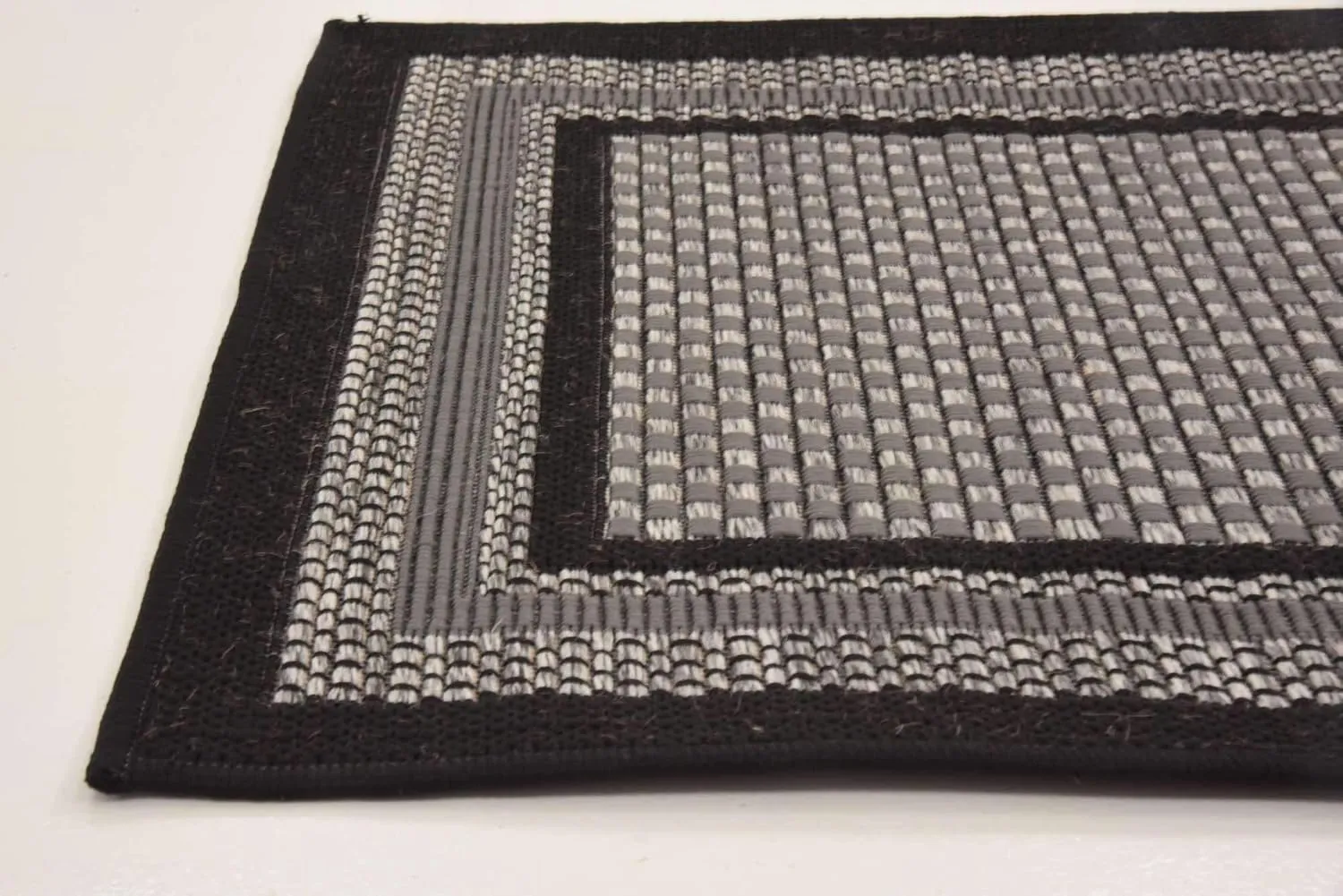 Unique Loom Outdoor Border Collection Area Rug - Multi Border (2' 2" x 6' 1" Runner, Gray/ Black)