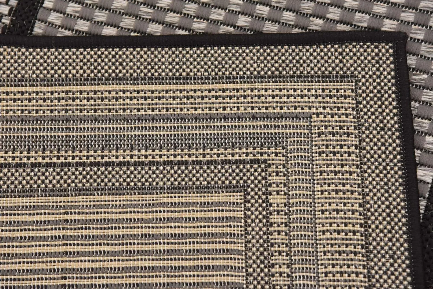 Unique Loom Outdoor Border Collection Area Rug - Multi Border (2' 2" x 6' 1" Runner, Gray/ Black)