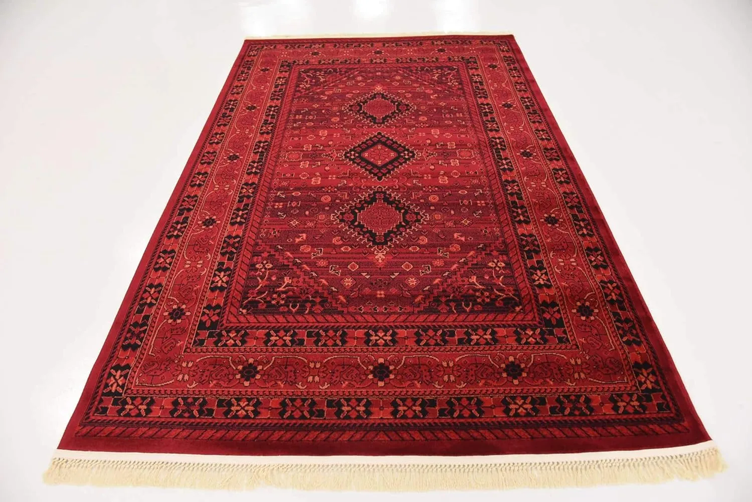 Unique Loom Tekke Collection Area Rug - Sheibani (5' 3" x 8' Rectangle, Red/ Black)