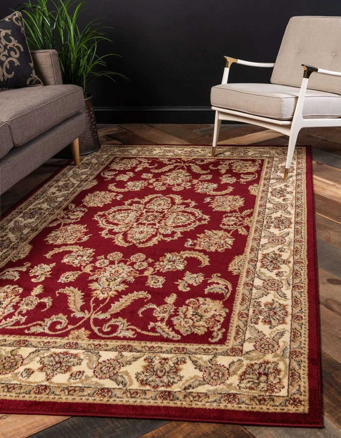 Unique Loom Voyage Collection Traditional Oriental Classic Intricate Design Area Rug (5' 0 x 8' 0 Rectangular, Red/Tan)
