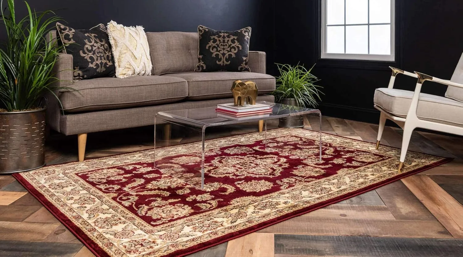 Unique Loom Voyage Collection Traditional Oriental Classic Intricate Design Area Rug (5' 0 x 8' 0 Rectangular, Red/Tan)