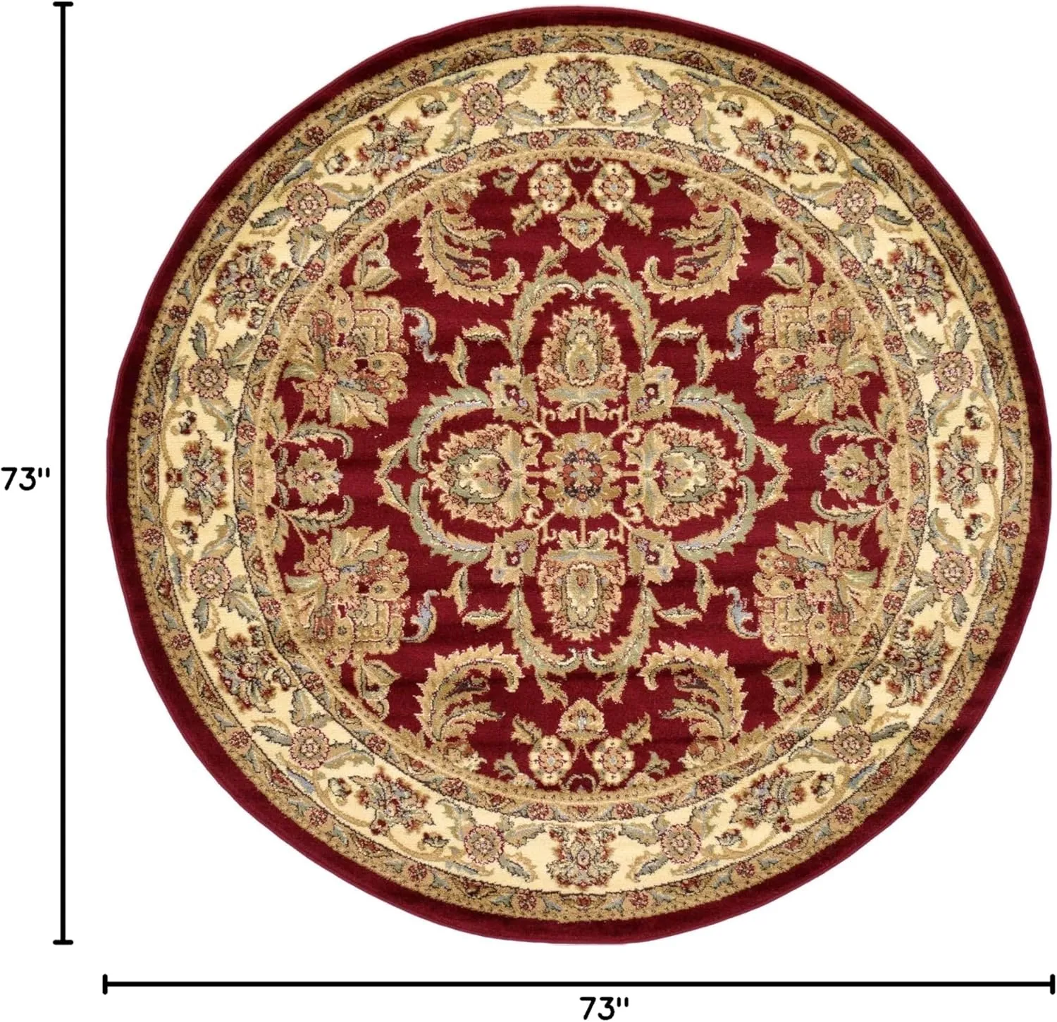 Unique Loom Voyage Collection Traditional Oriental Classic Intricate Design Area Rug (6' 0 x 6' 0 Round, Red/Tan)