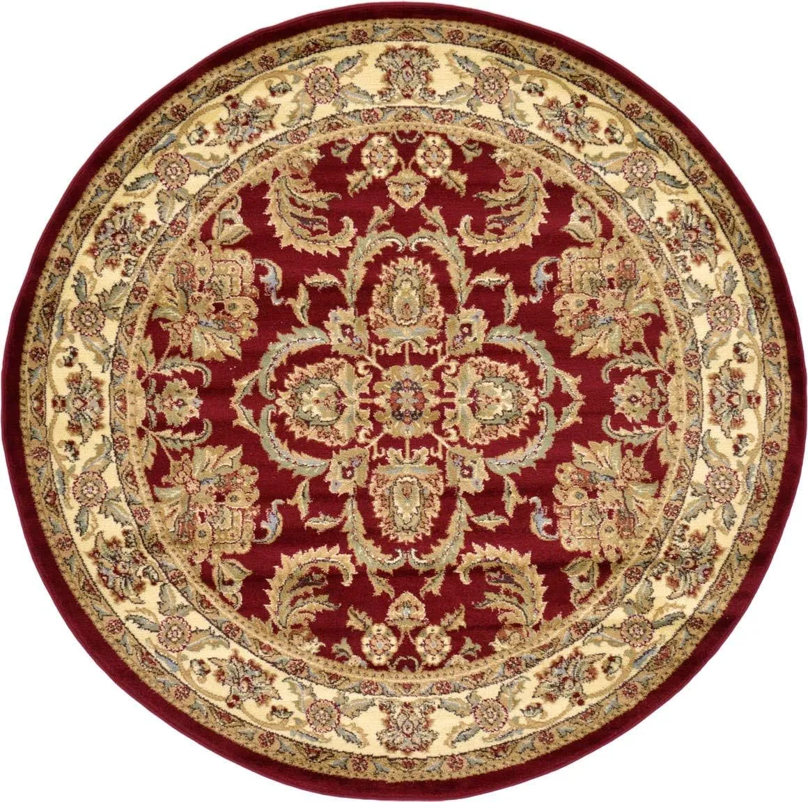 Unique Loom Voyage Collection Traditional Oriental Classic Intricate Design Area Rug (6' 0 x 6' 0 Round, Red/Tan)