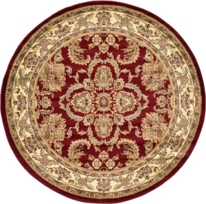 Unique Loom Voyage Collection Traditional Oriental Classic Intricate Design Area Rug (6' 0 x 6' 0 Round, Red/Tan)