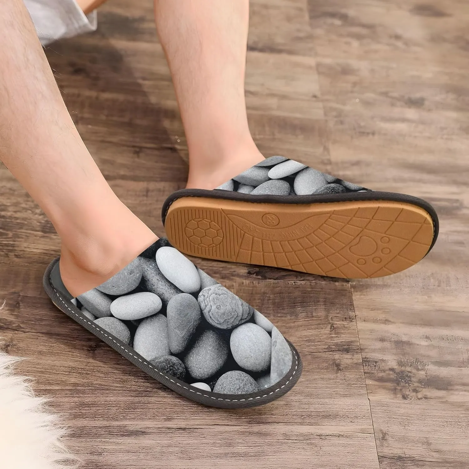 Unisex Fuzzy Foam Slippers Non-Skid Slip-on Soft Warm Sole Fleece Shoes 4-11