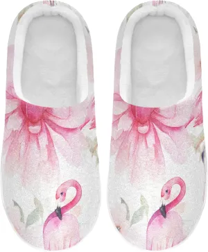 Unisex Memory Foam House Slippers Non-Skid Soft Warm Sole Coral Fleece Slip-on Closed Toe Hand Free Shoes for Bedroom Travel 6-17