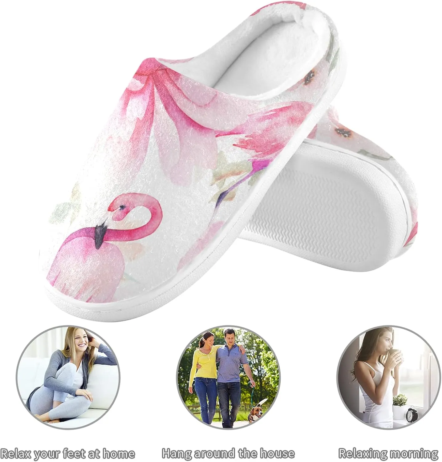 Unisex Memory Foam House Slippers Non-Skid Soft Warm Sole Coral Fleece Slip-on Closed Toe Hand Free Shoes for Bedroom Travel 6-17