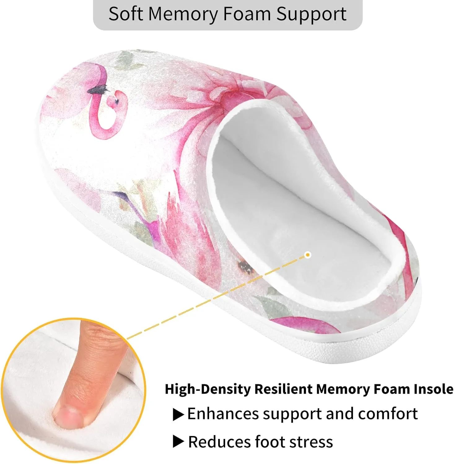 Unisex Memory Foam House Slippers Non-Skid Soft Warm Sole Coral Fleece Slip-on Closed Toe Hand Free Shoes for Bedroom Travel 6-17