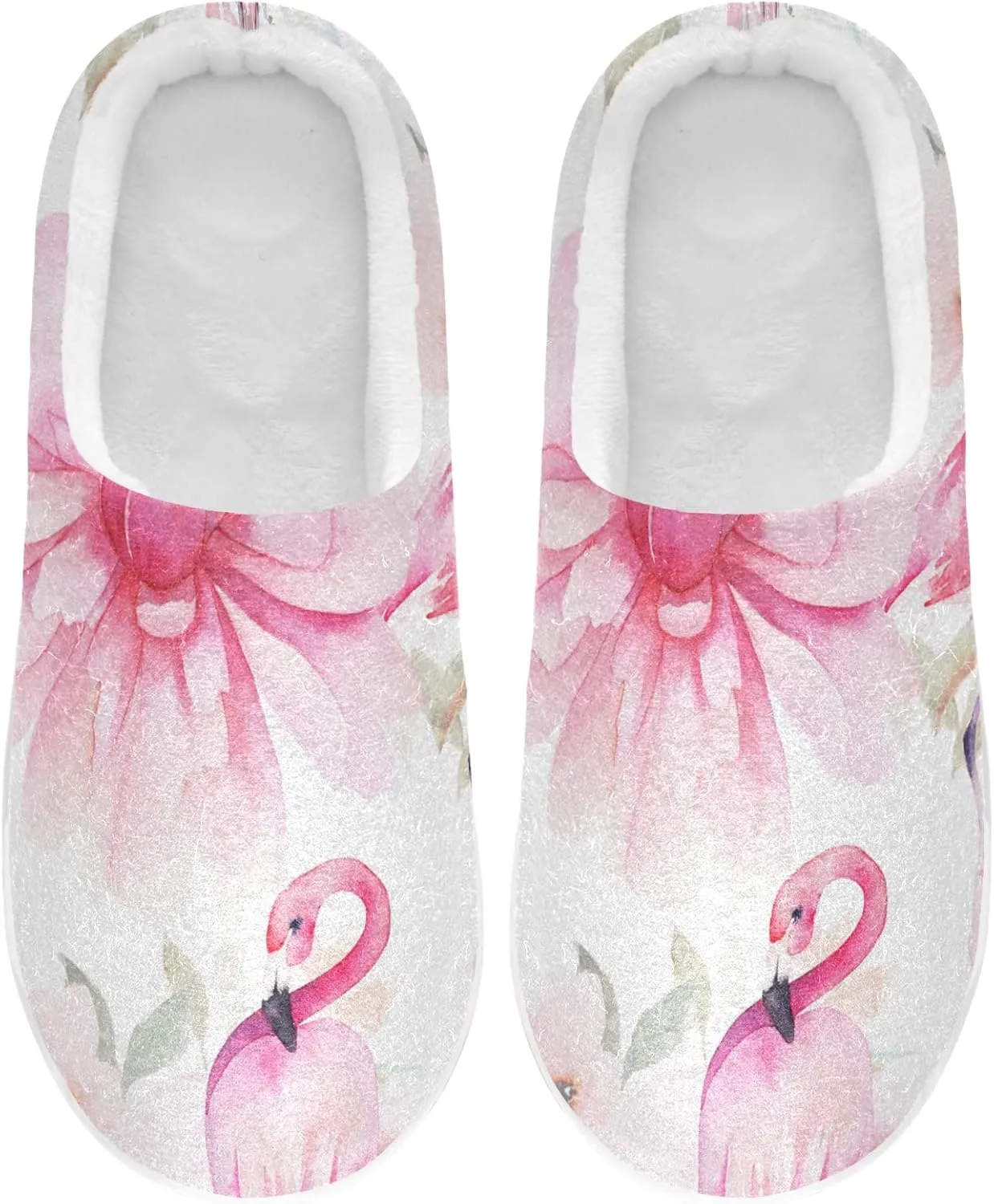 Unisex Memory Foam House Slippers Non-Skid Soft Warm Sole Coral Fleece Slip-on Closed Toe Hand Free Shoes for Bedroom Travel 6-17