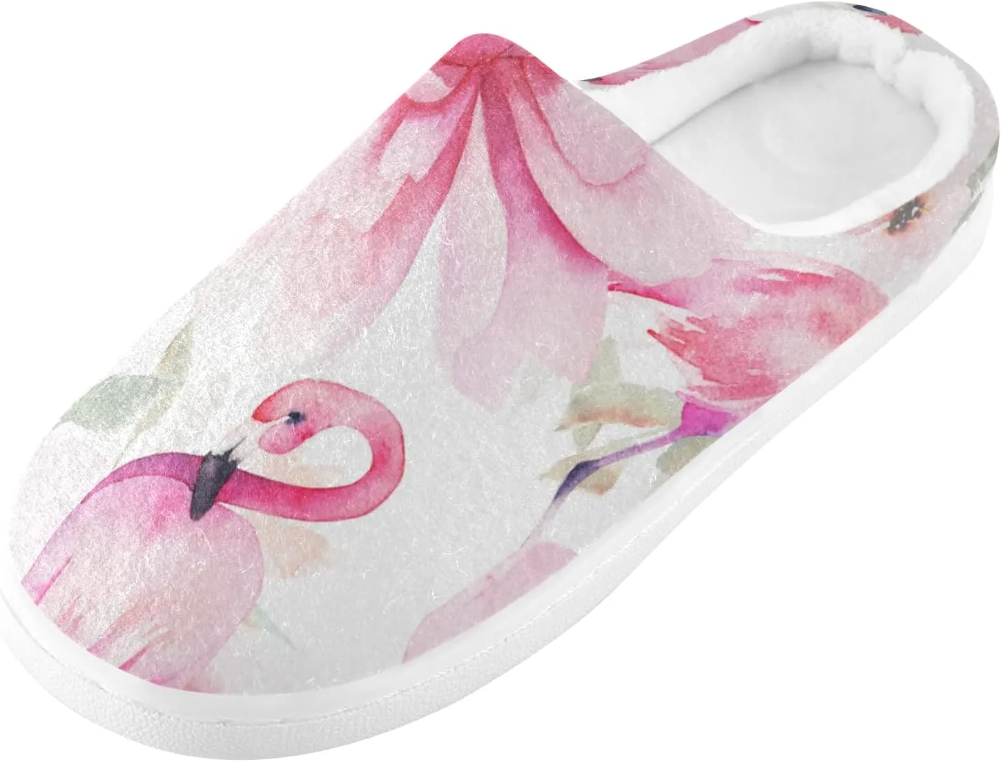 Unisex Memory Foam House Slippers Non-Skid Soft Warm Sole Coral Fleece Slip-on Closed Toe Hand Free Shoes for Bedroom Travel 6-17