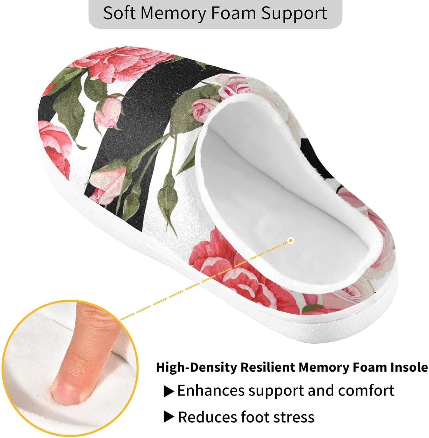 Unisex Memory Foam Slippers Non-Skid Slip-on Soft Warm Sole Fleece Shoes 6-17