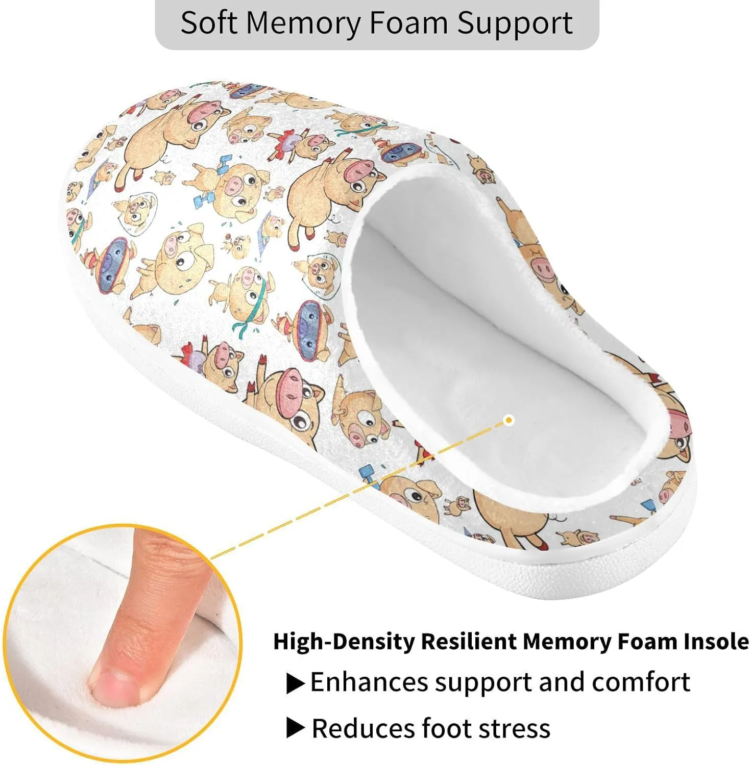 Unisex Memory Foam Slippers Non-Skid Slip-on Soft Warm Sole Fleece Shoes 6-17