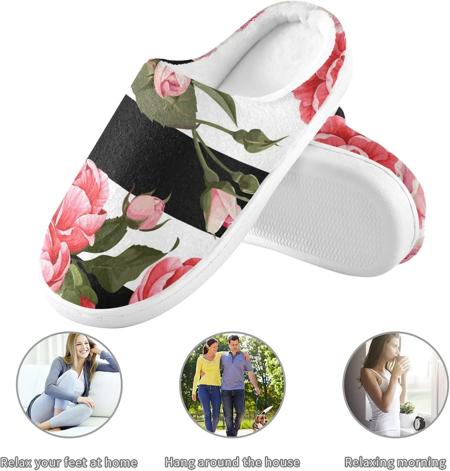 Unisex Memory Foam Slippers Non-Skid Slip-on Soft Warm Sole Fleece Shoes 6-17