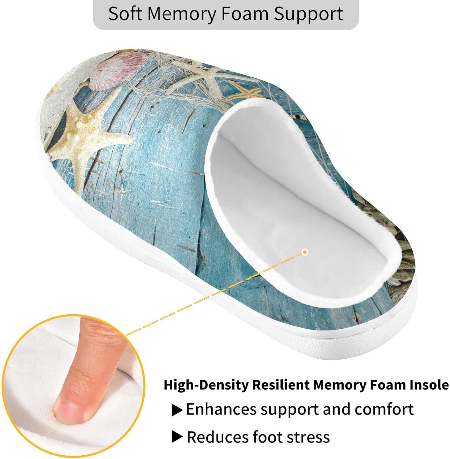 Unisex Memory Foam Slippers Non-Skid Slip-on Soft Warm Sole Fleece Shoes 6-17